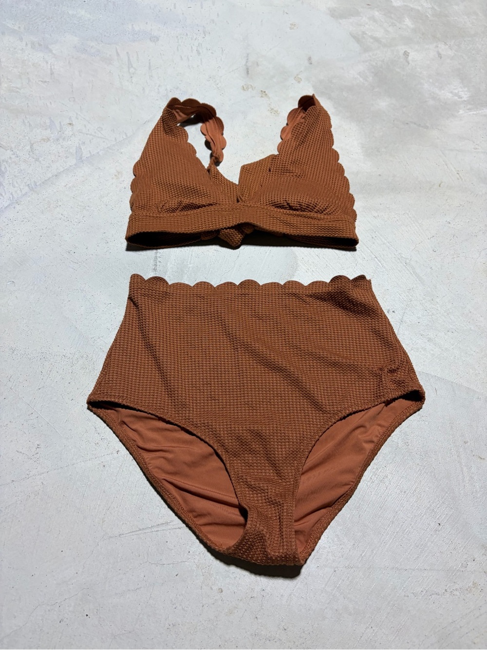 Aerie Women’s High-Waist full coverage Scallop triangle Bikini Set small